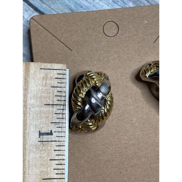 Nautical Gold Silver Stainless Steel‎  EARRINGS Post Knot Twist - Picture 5 of 7